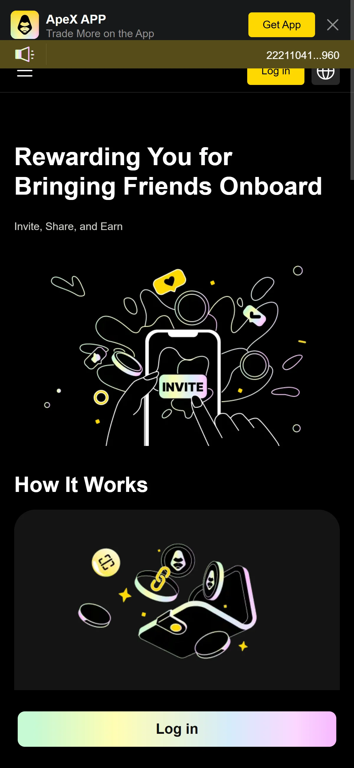 Referral page on mobile