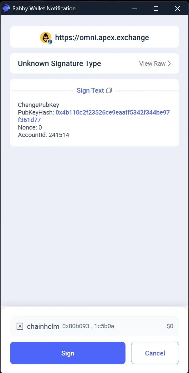 ChangePubKey signature