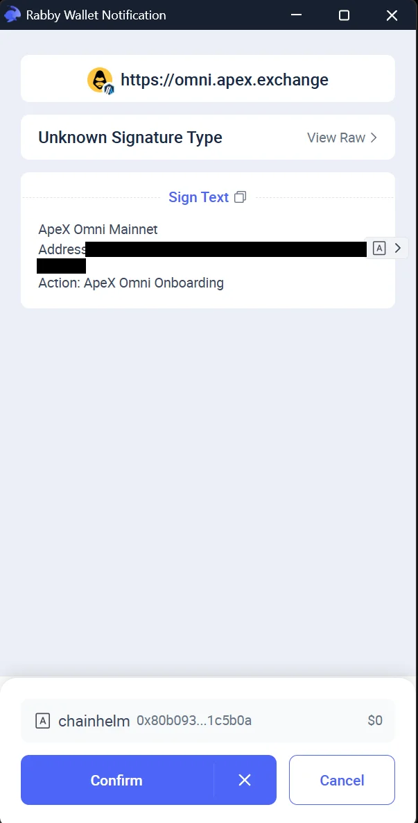 Signature confirm state