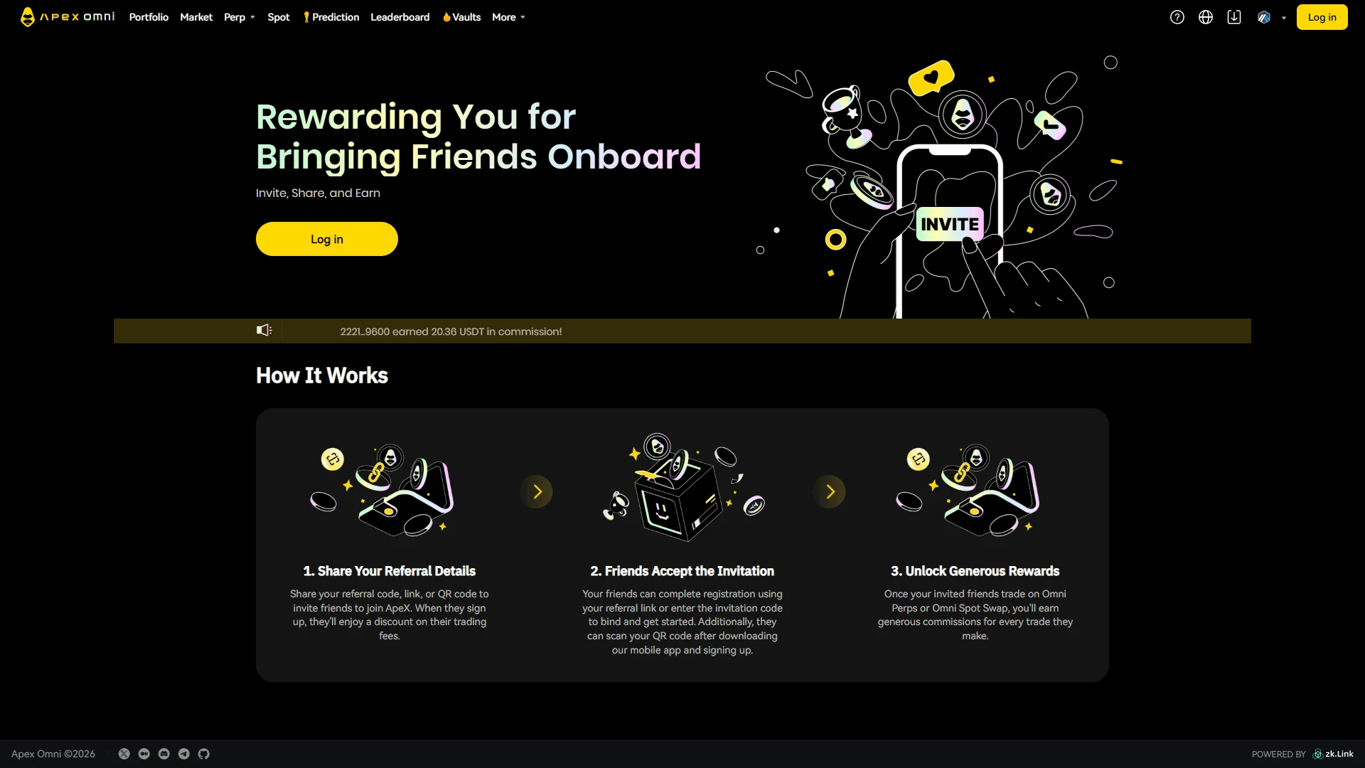 Referral page, logged out