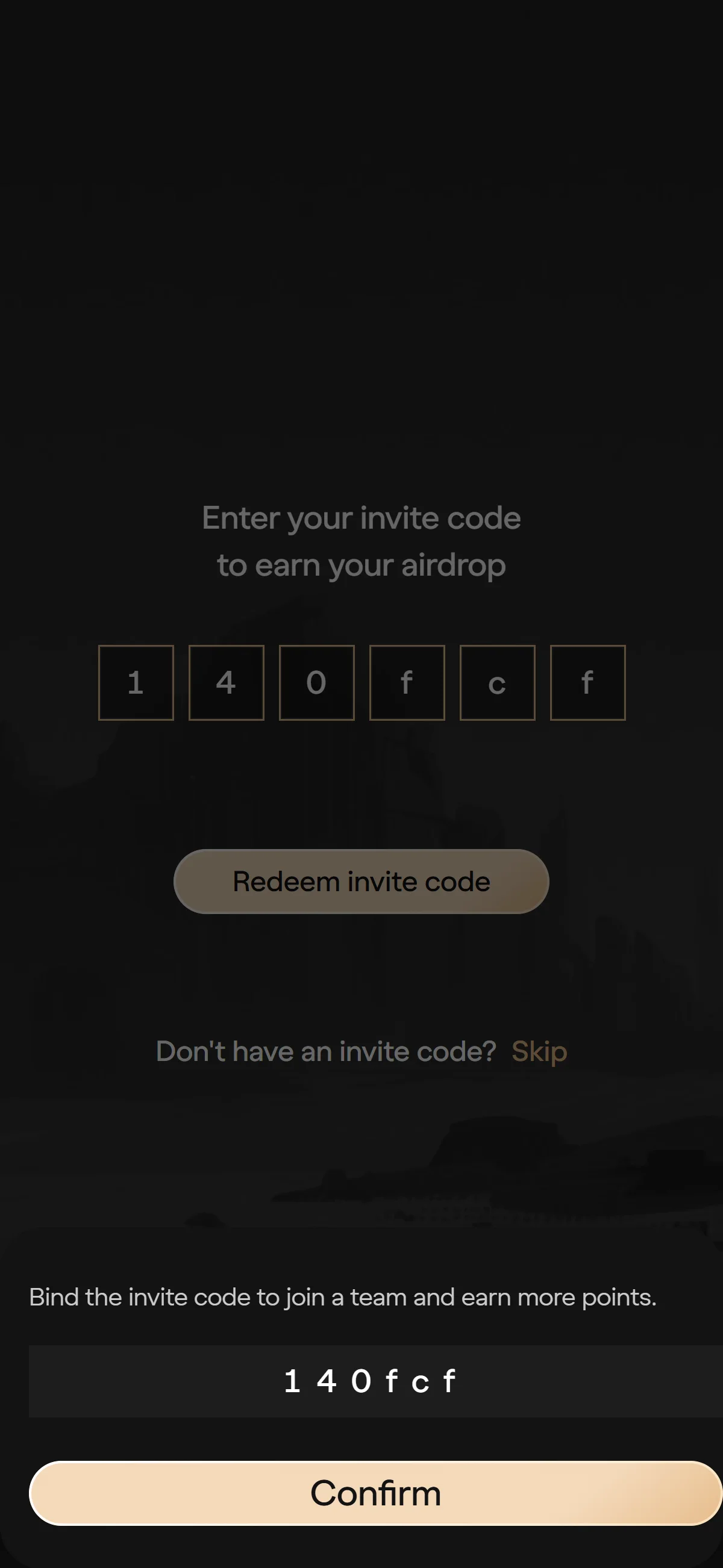 Bind code confirmation