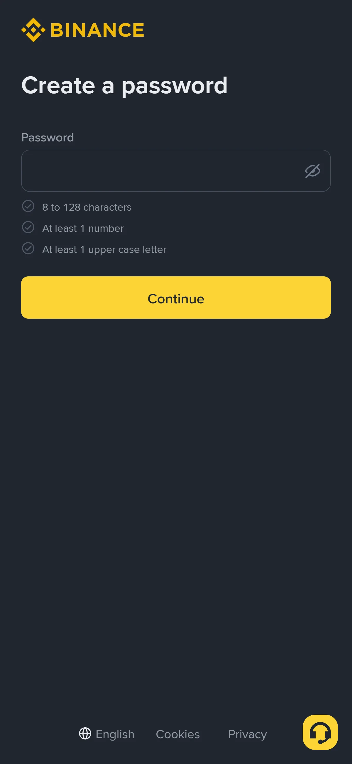 The empty password field