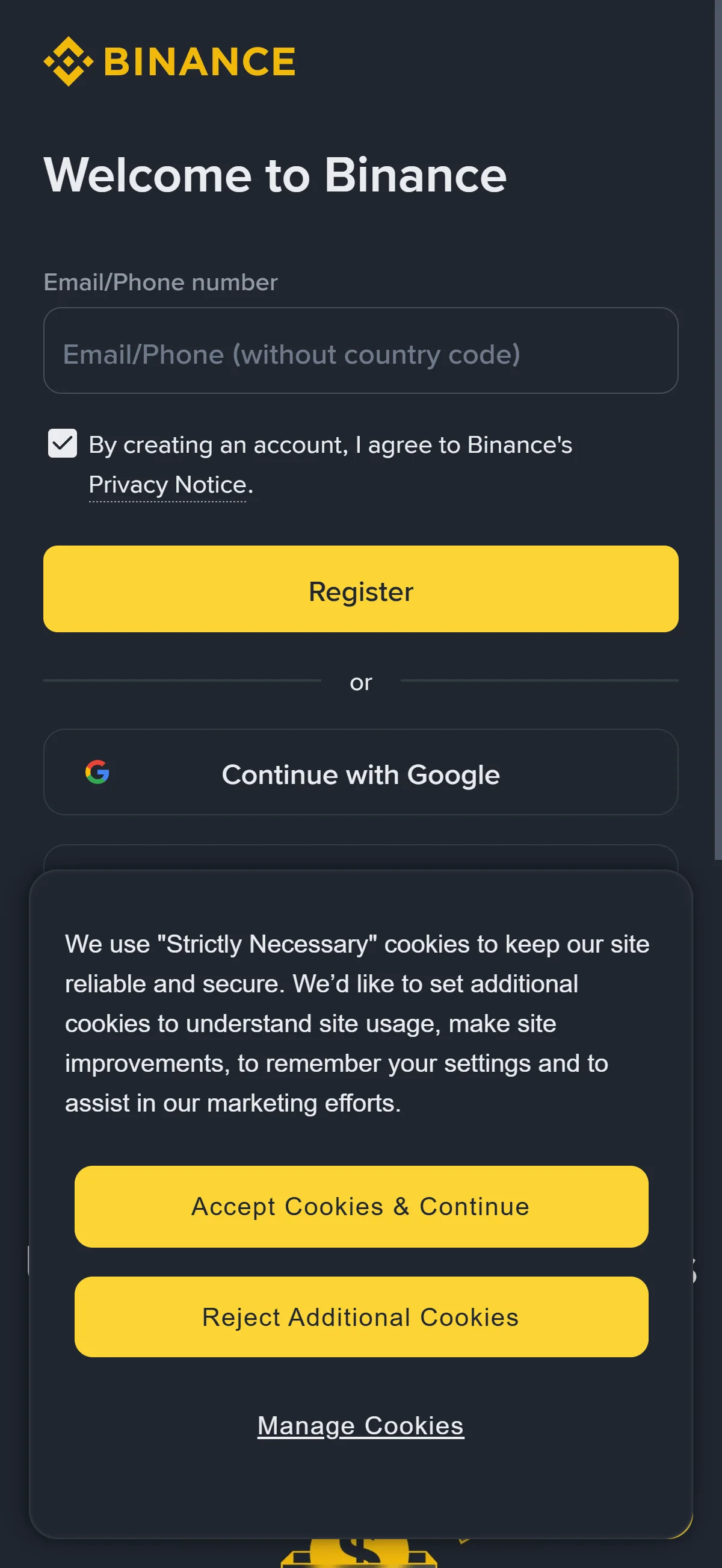 The empty sign-up form