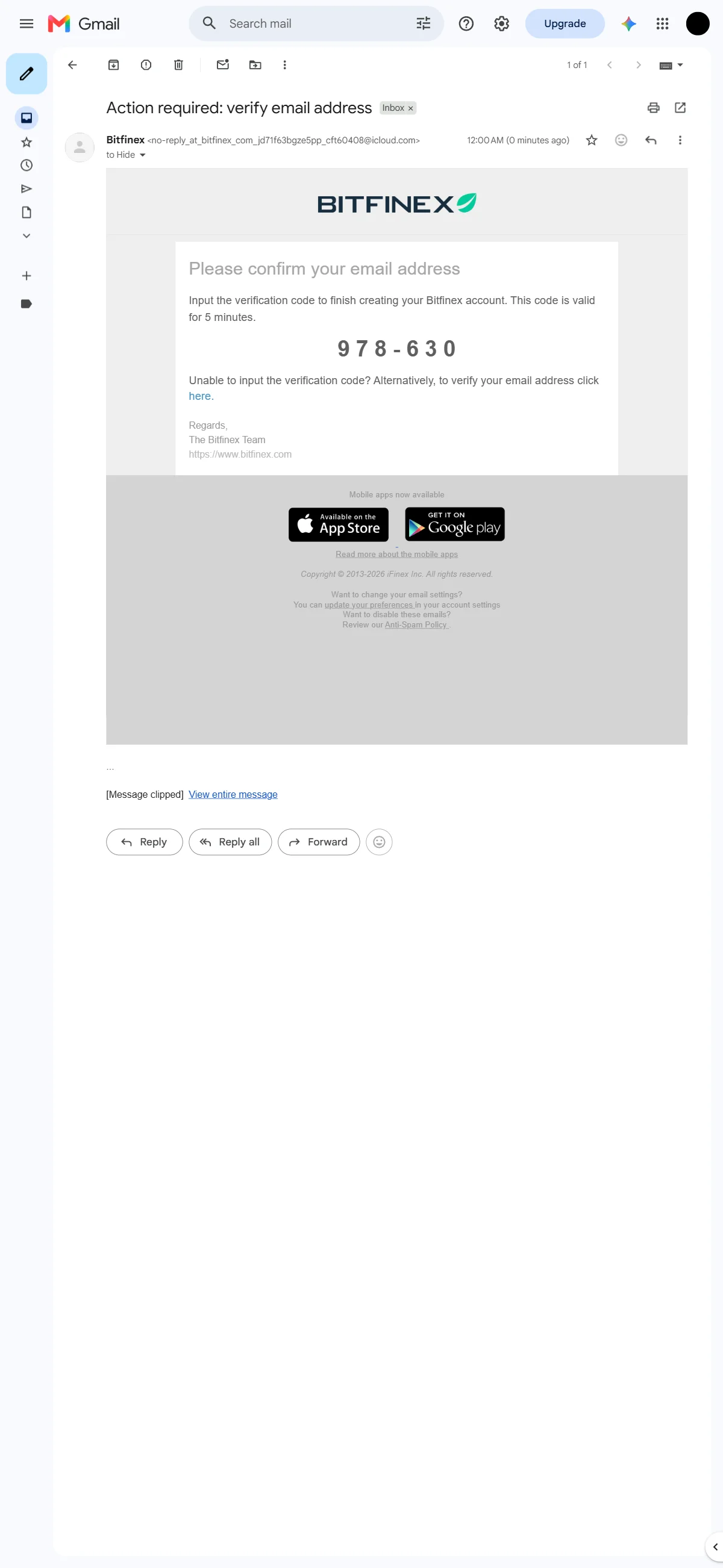 Verification email