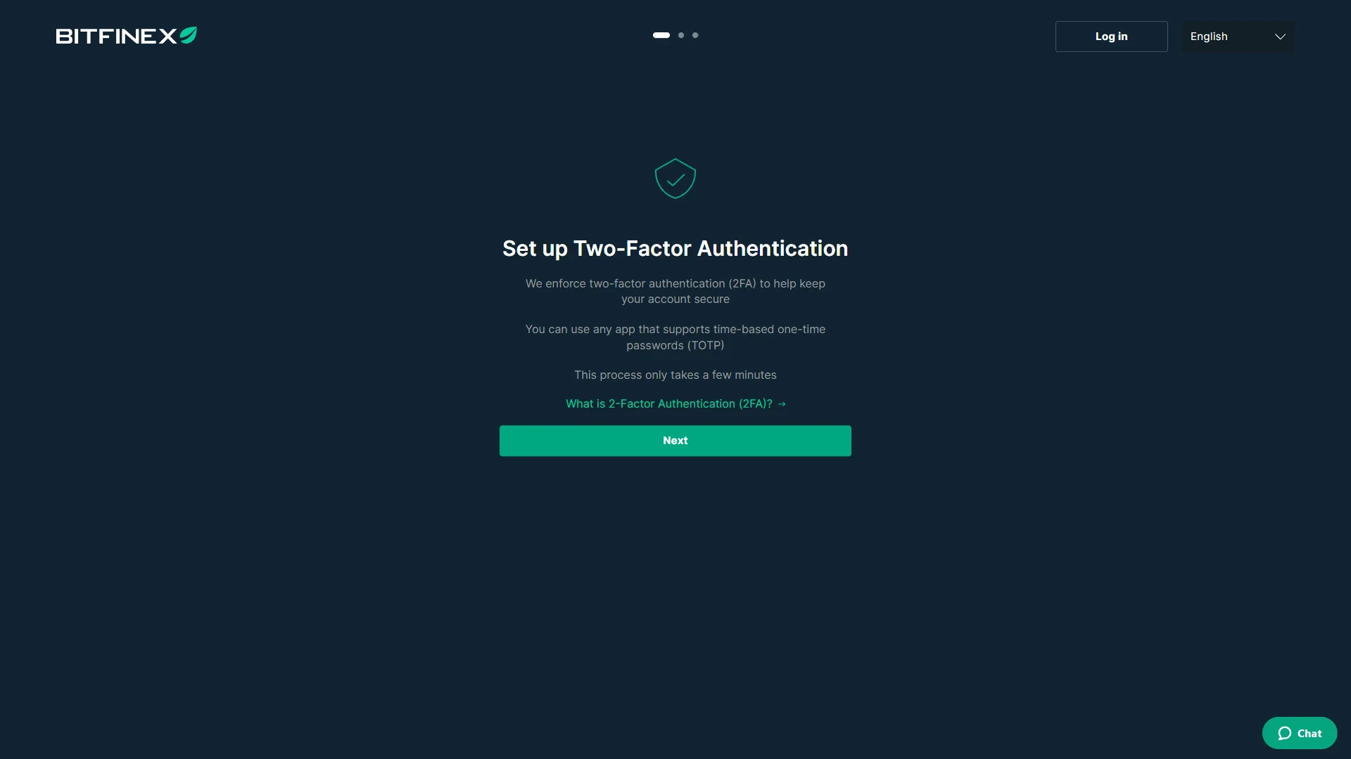 Two-factor setup, step one