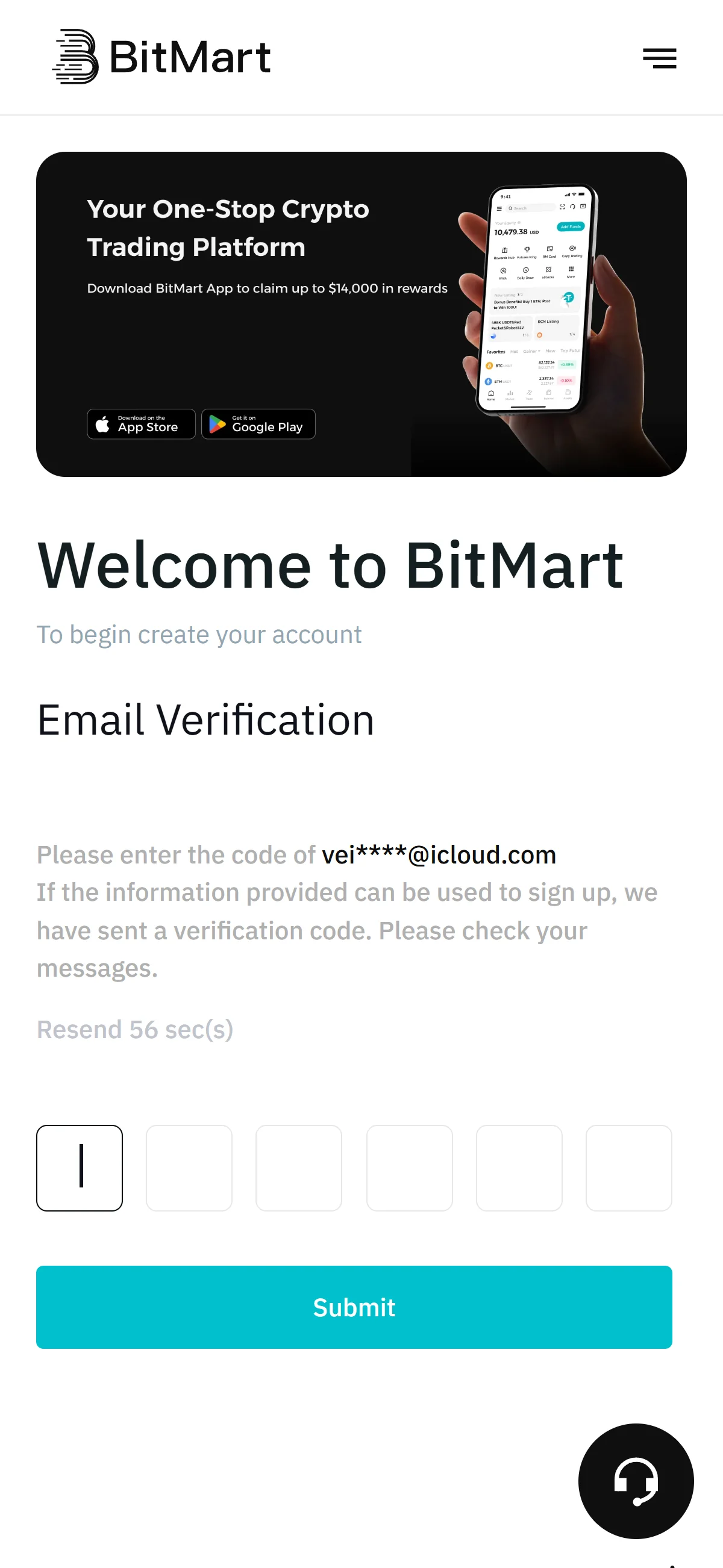 Email verification screen