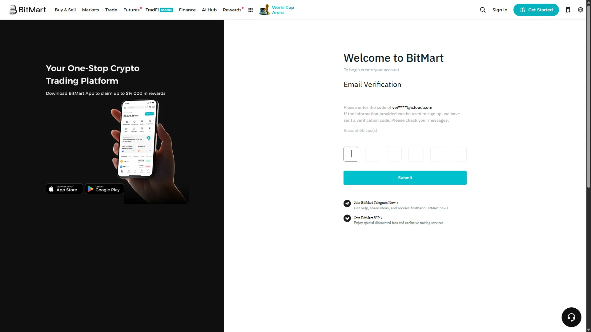 Email verification screen