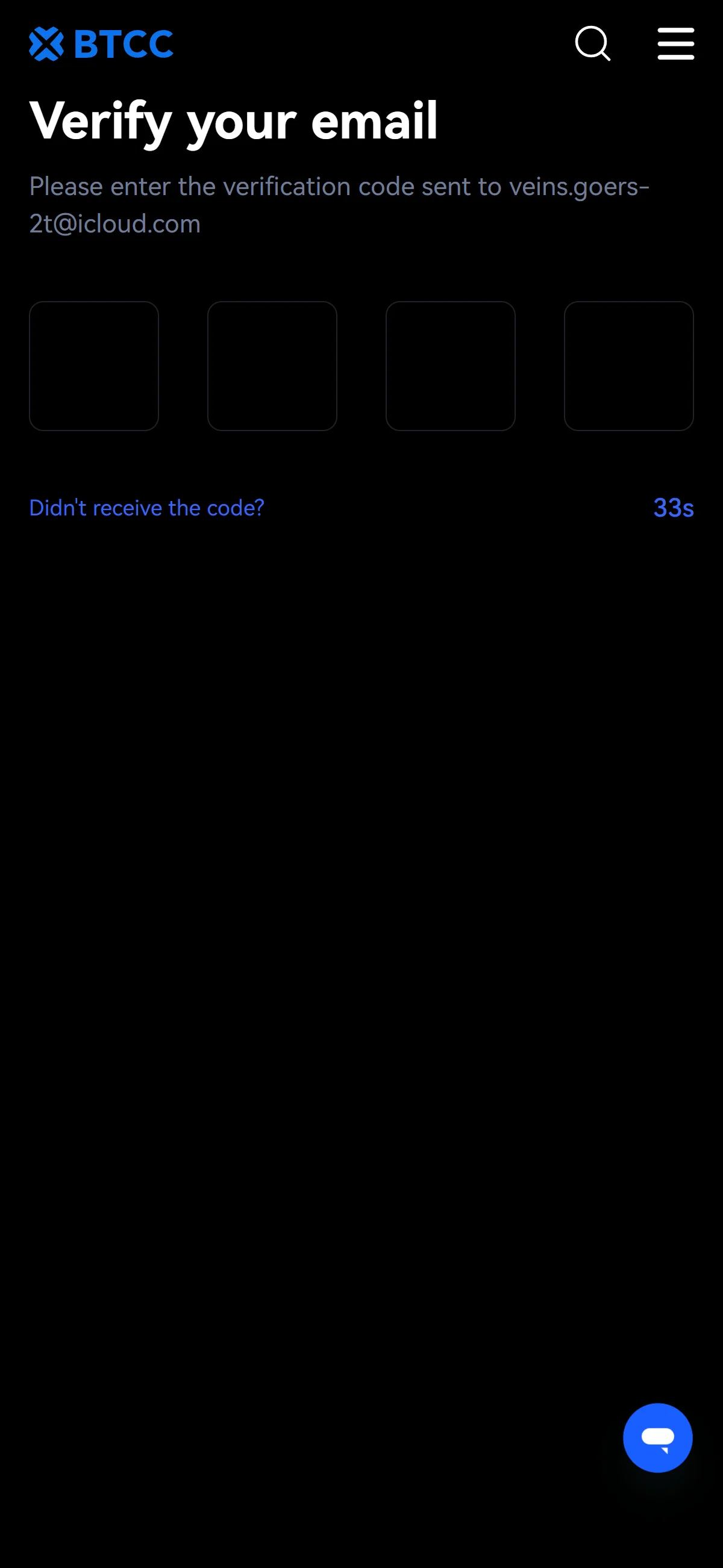 Email verification code entry