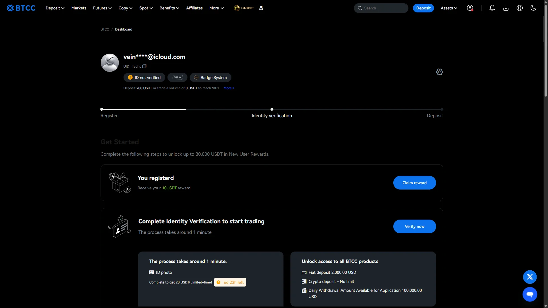 Post-signup dashboard
