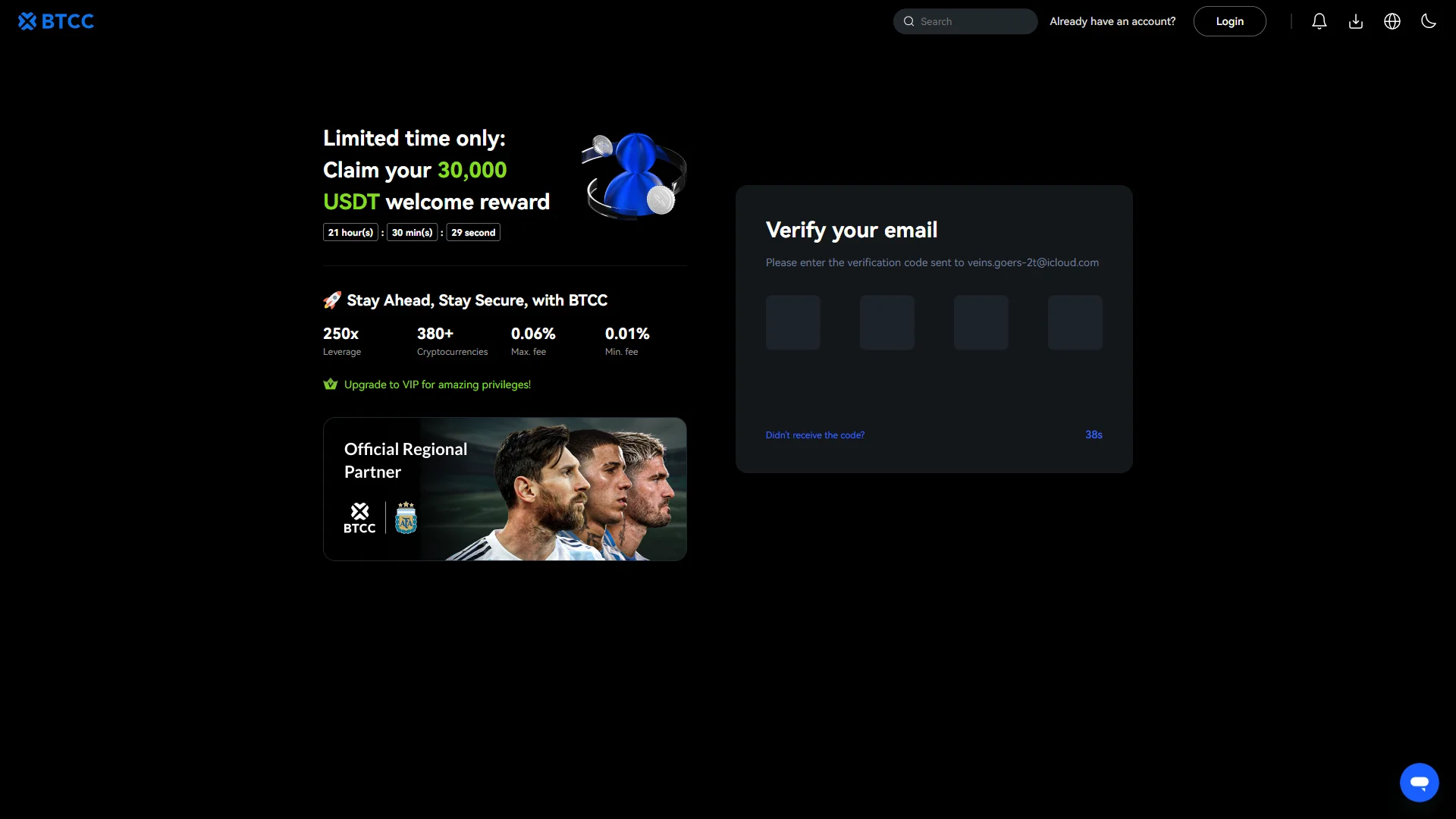 Email verification code entry
