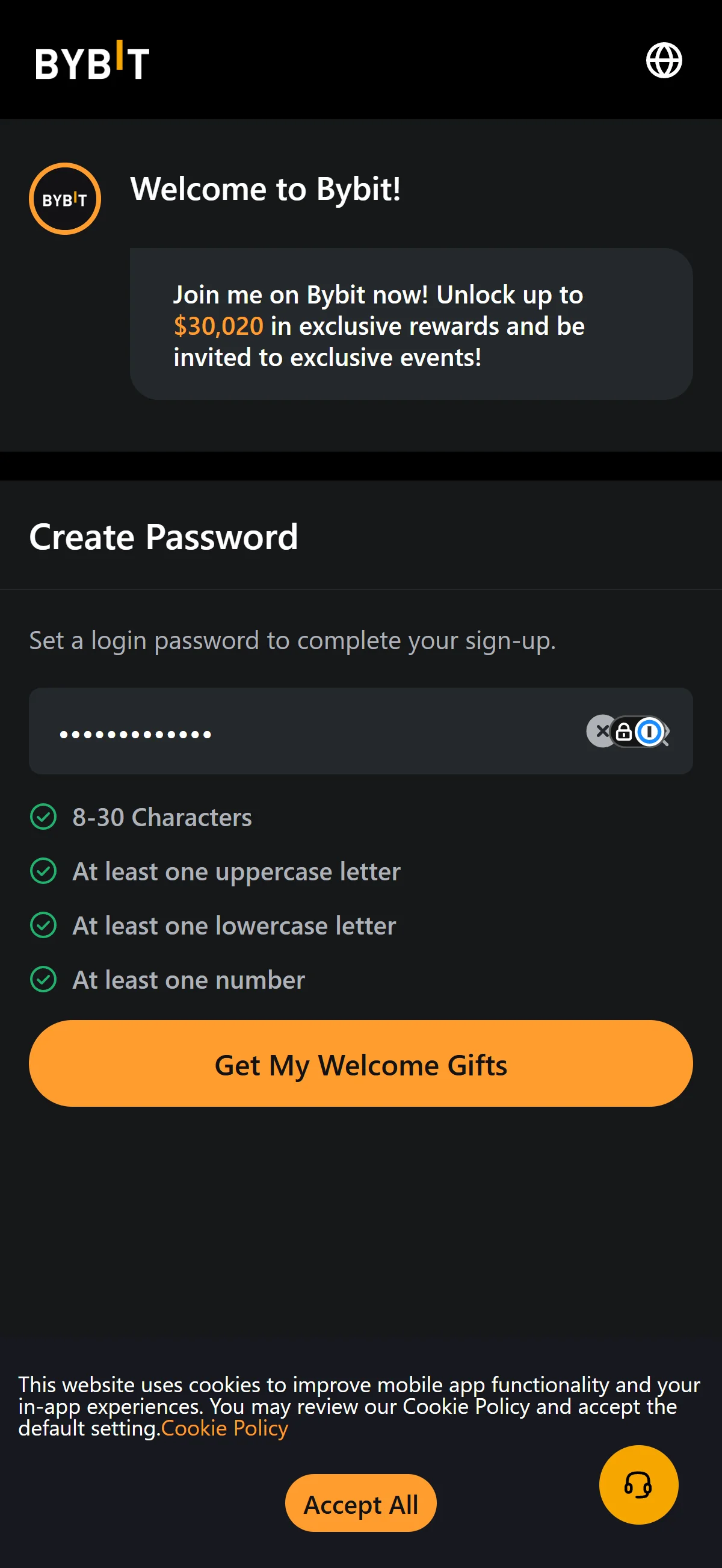 All password rules met