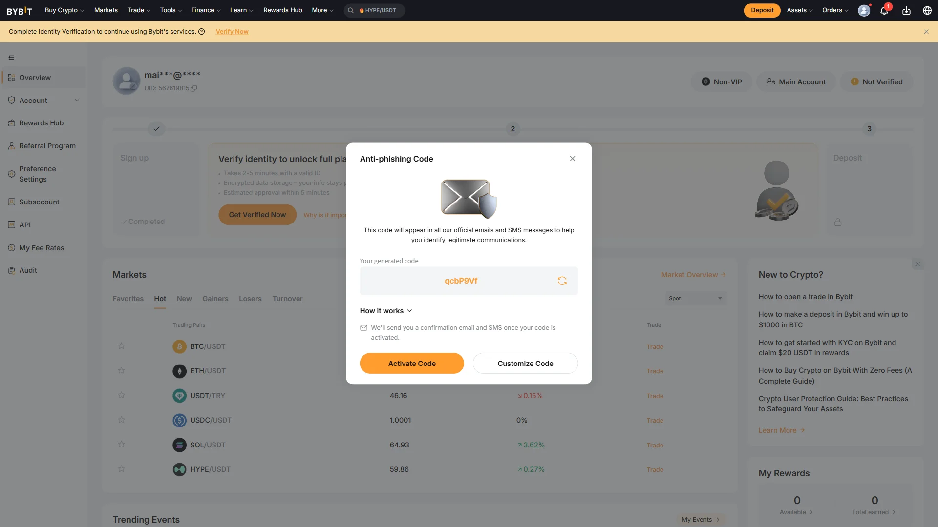 Post-sign-up dashboard