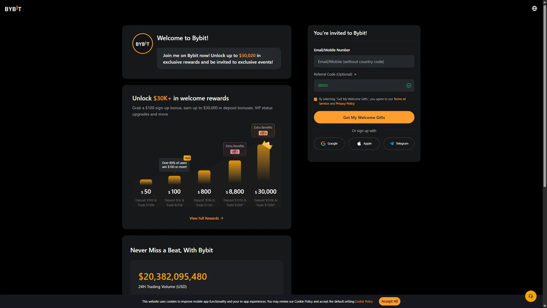 Empty Bybit sign-up form