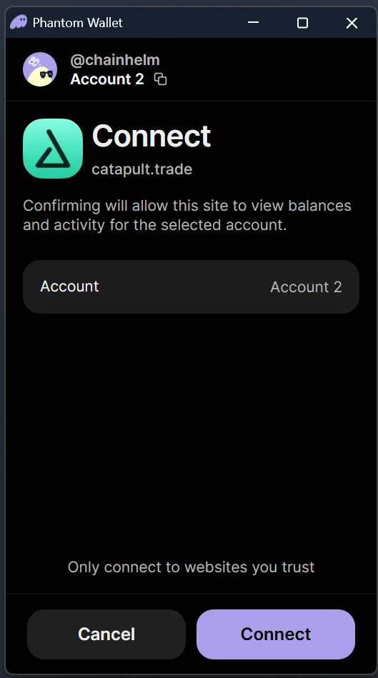 Aprobación de la conexión en la wallet