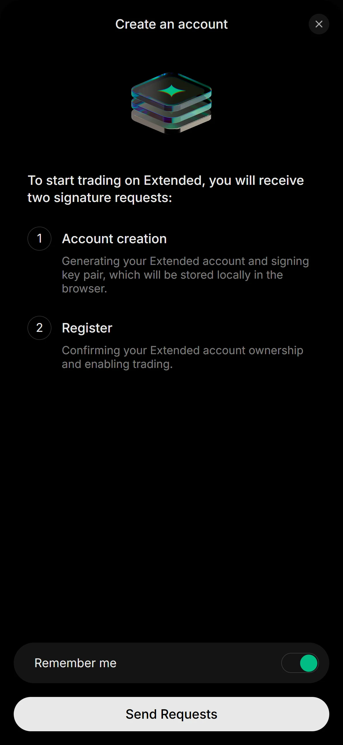 Account creation screen