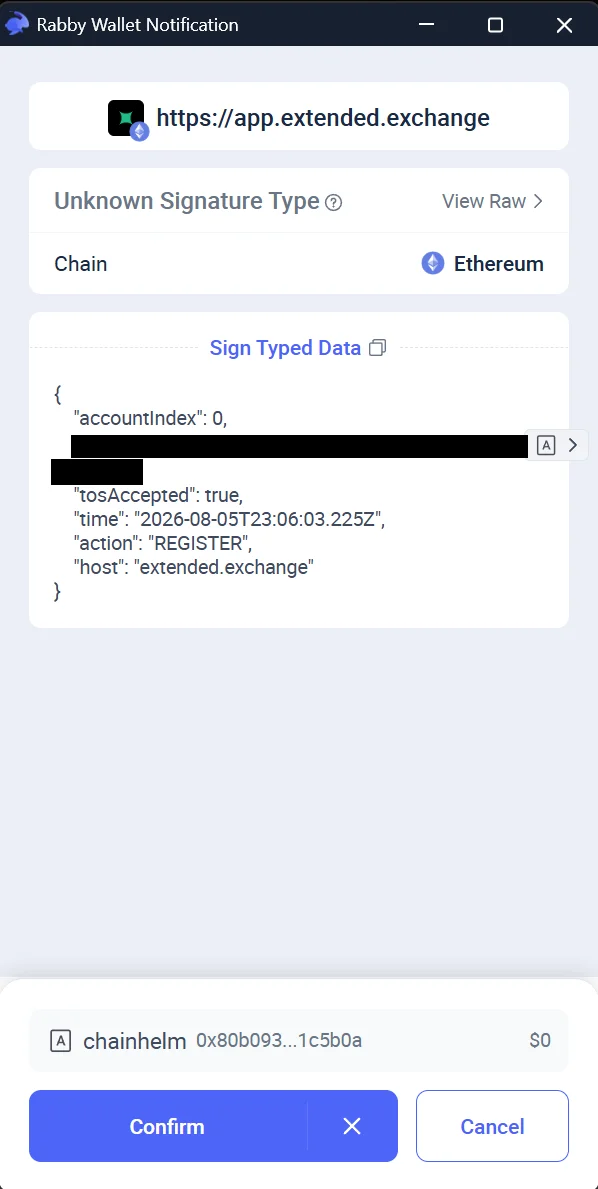 Confirm stage of the register request