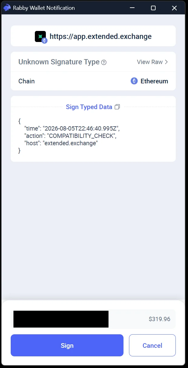 Compatibility check signature