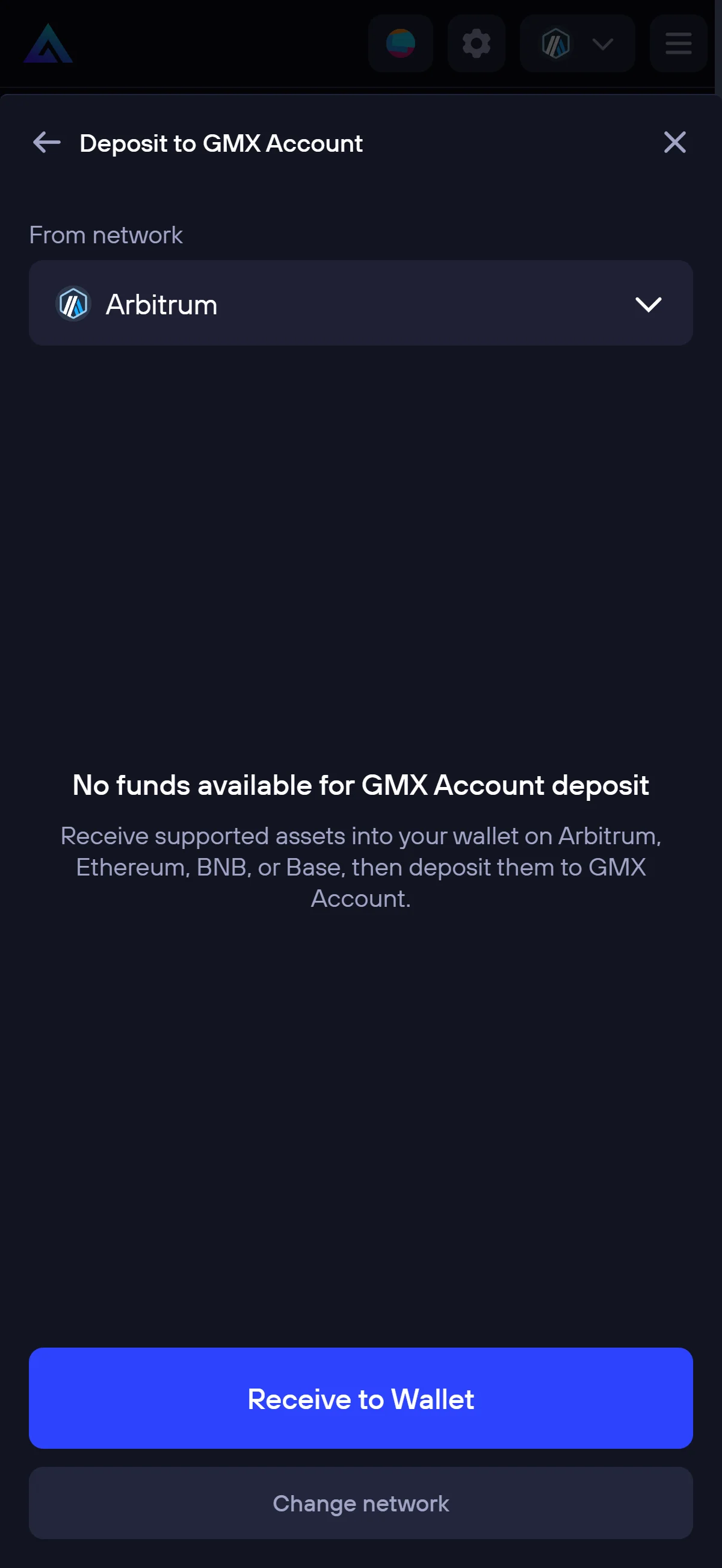 Deposit screen on mobile