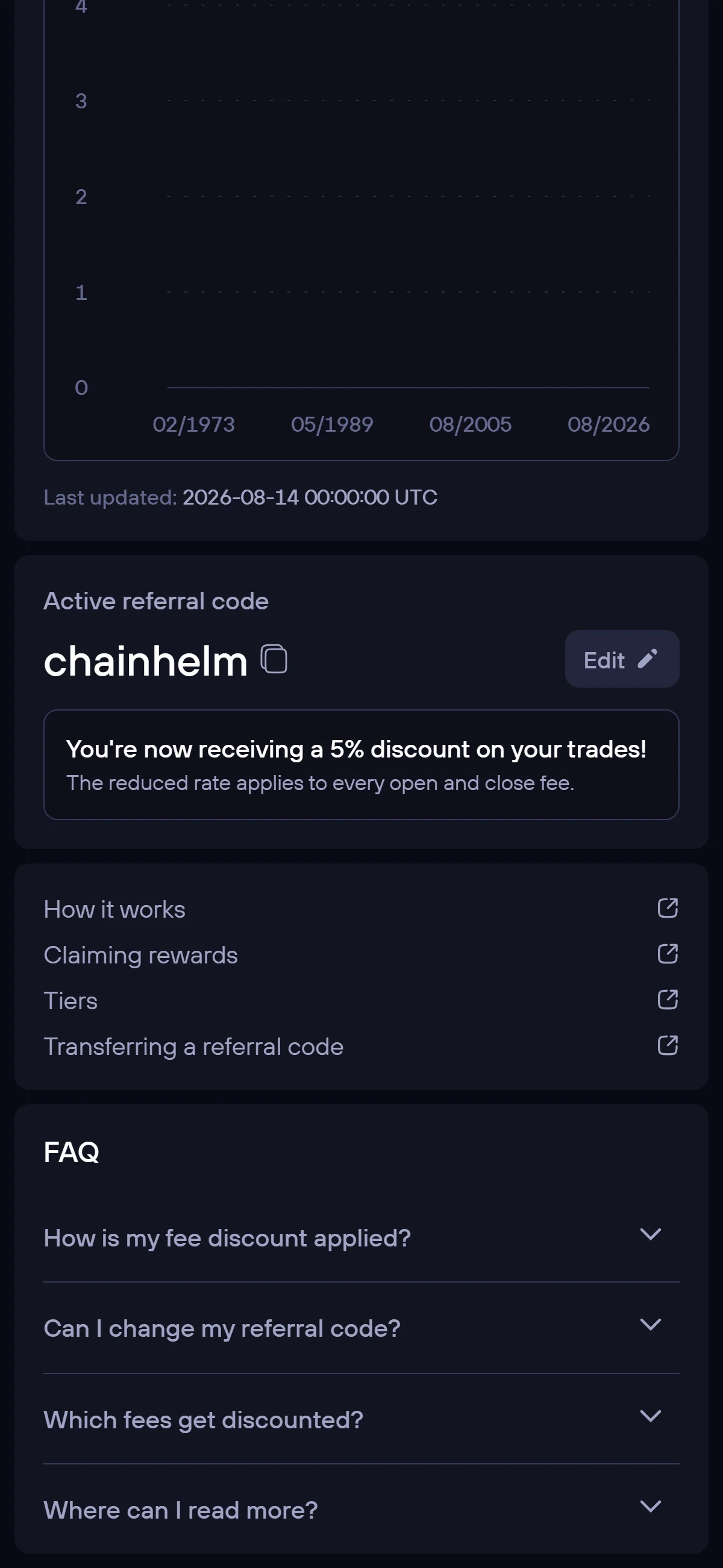 Referral code card on mobile