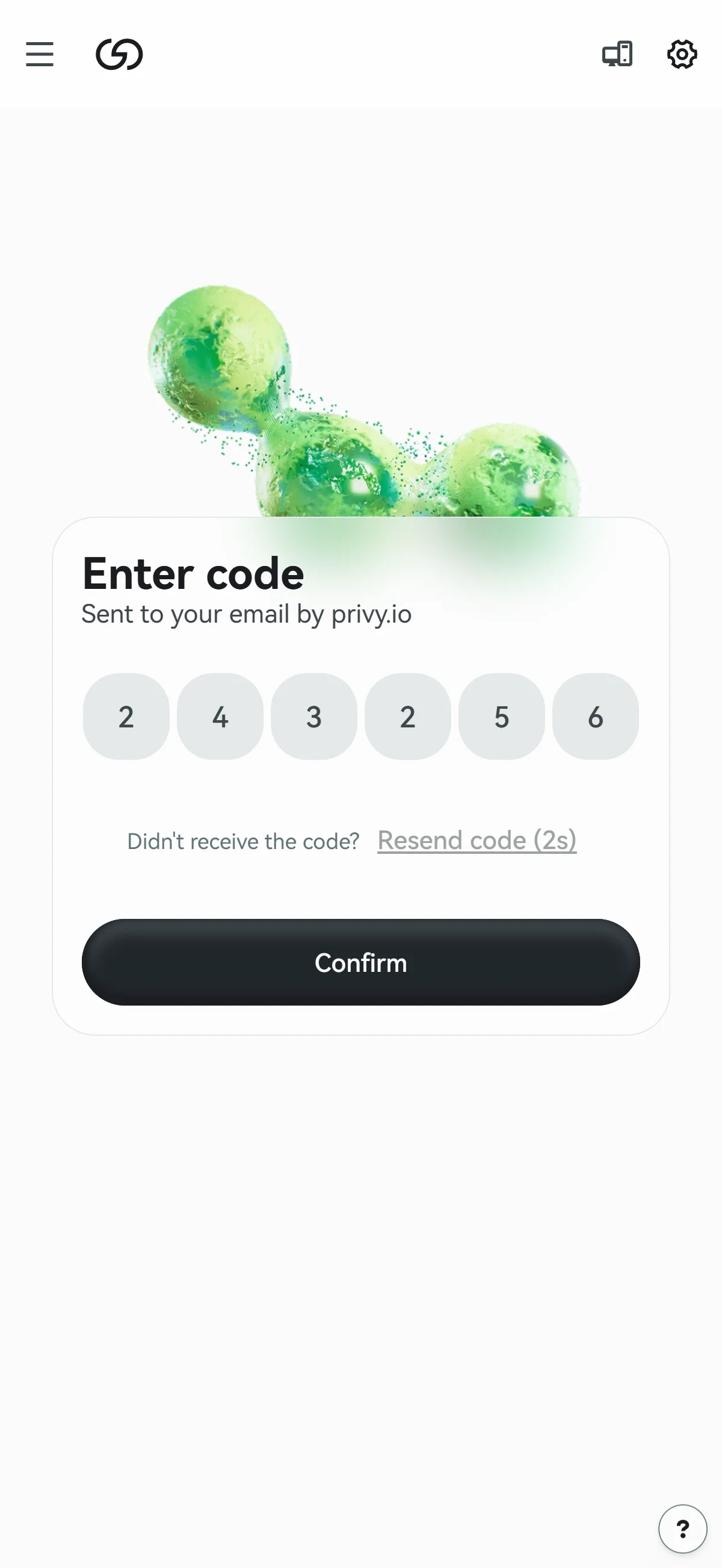 Code entry on mobile