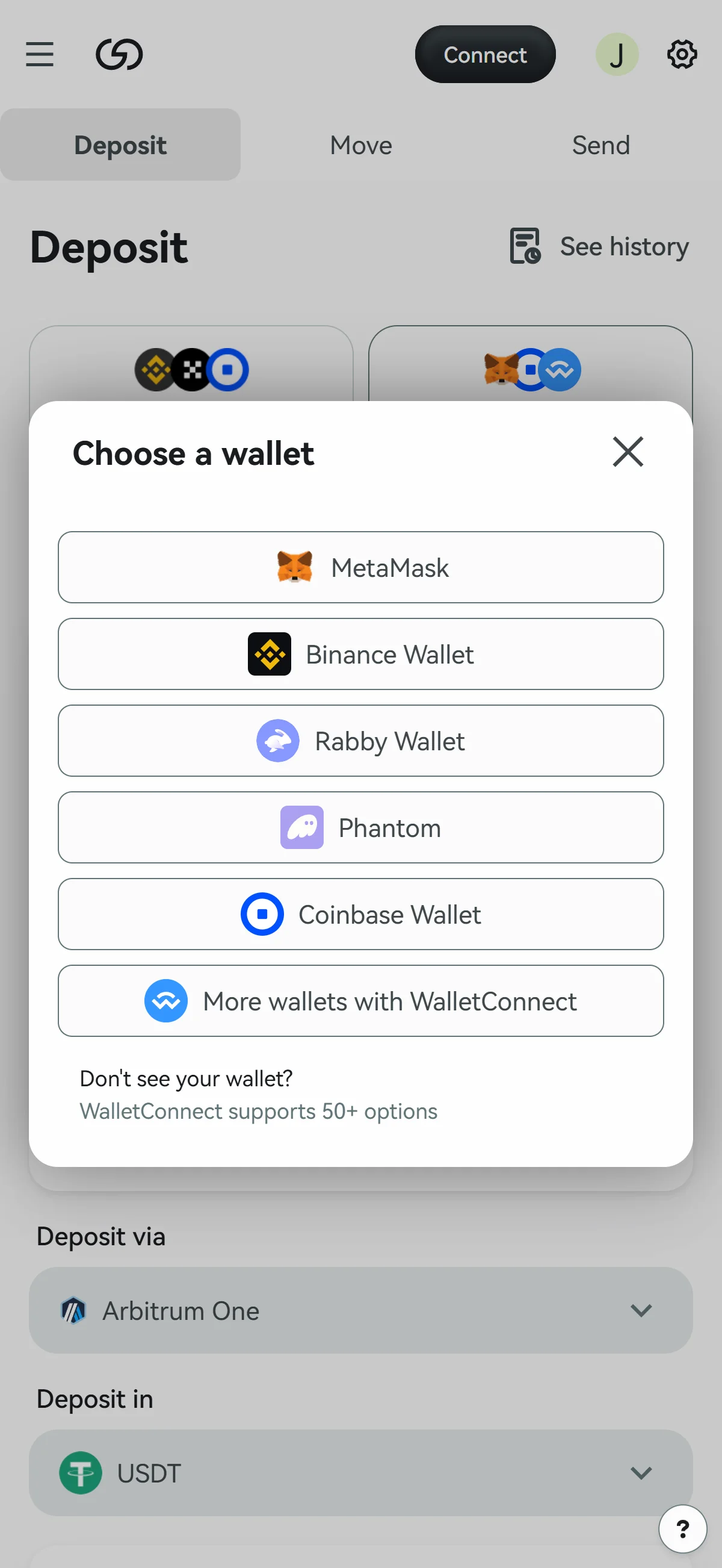 Wallet chooser on mobile