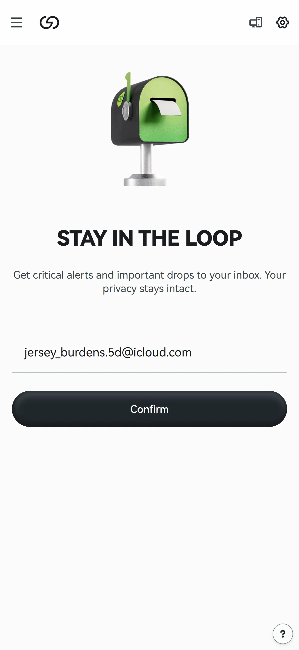 Email entry on mobile