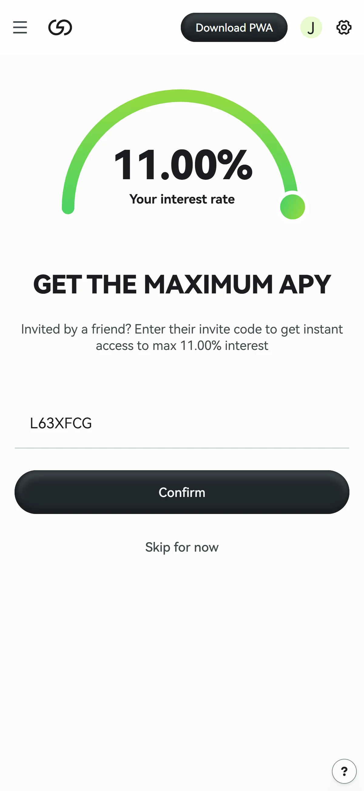 Invite code on mobile