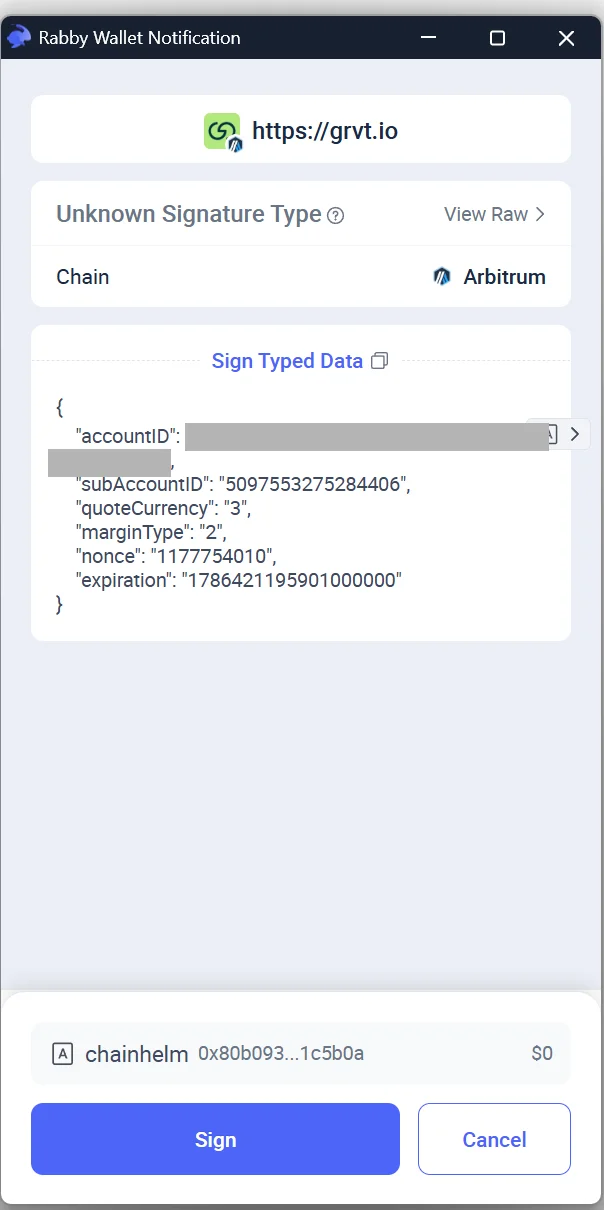 Account creation signature