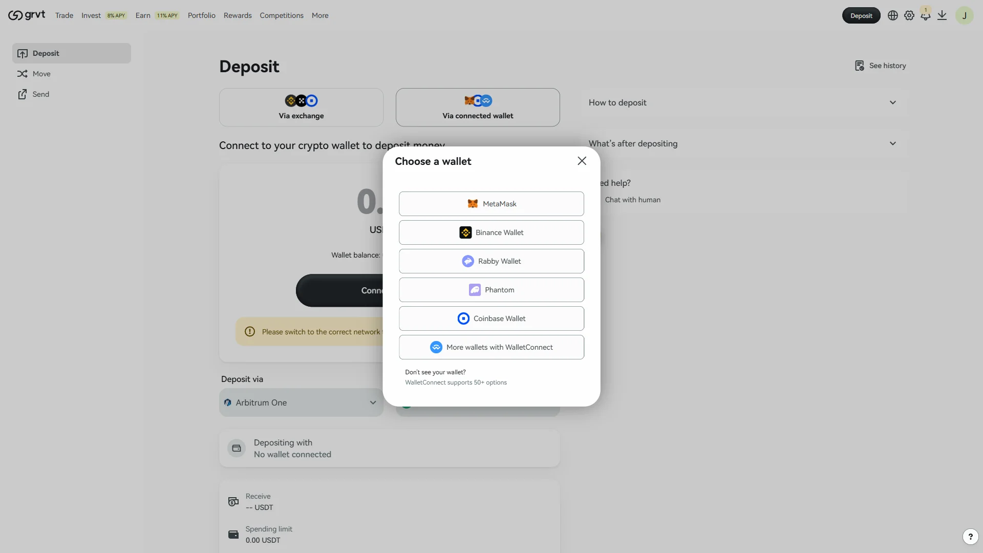 Choose a wallet dialog