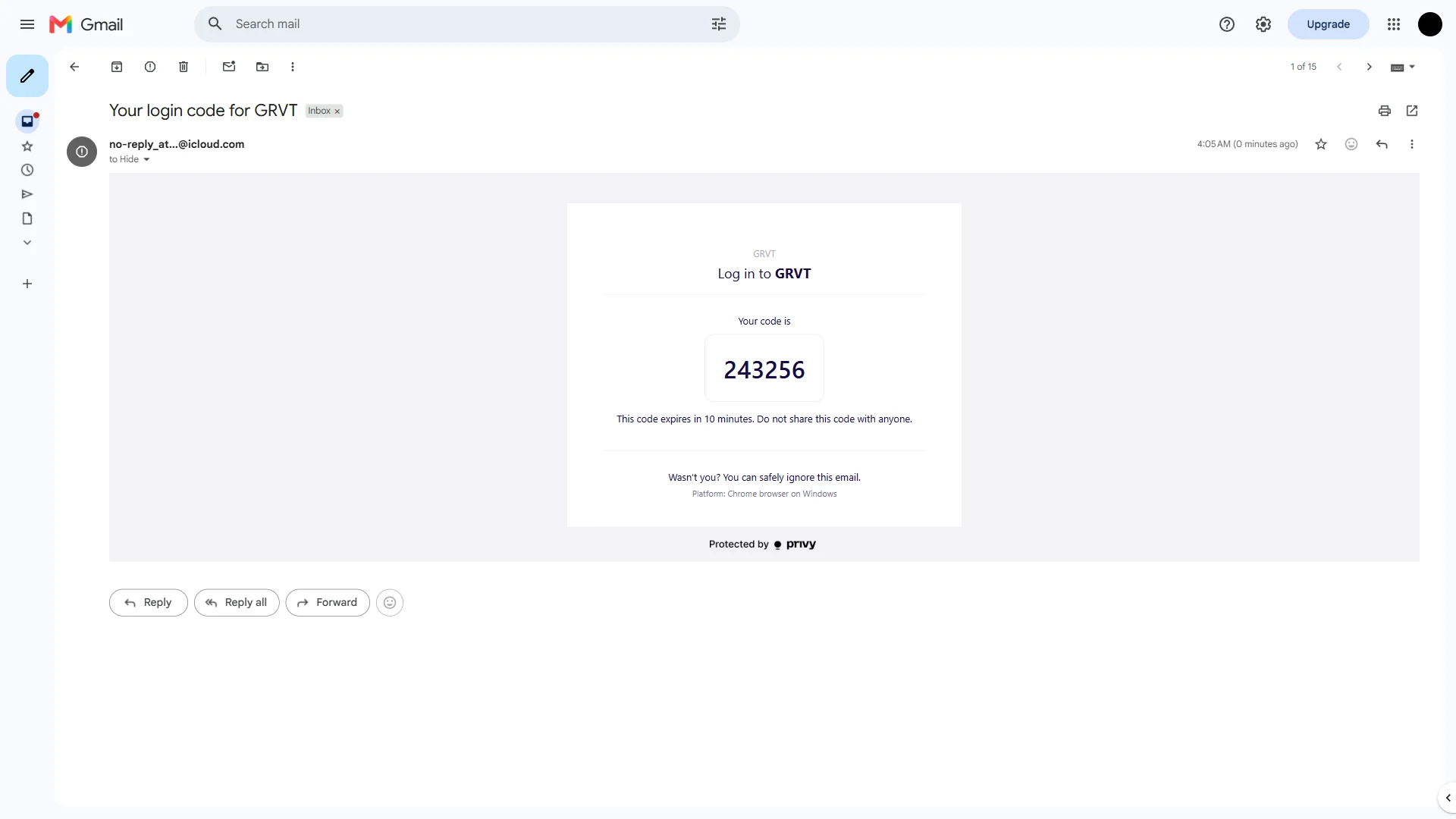 Login code email