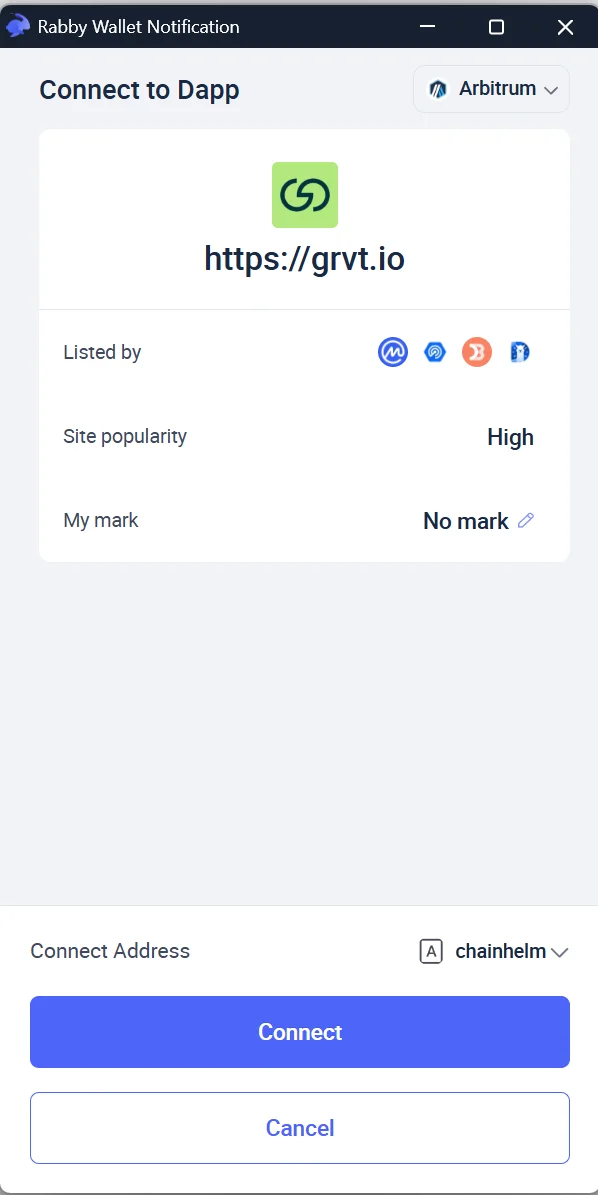 Wallet connection request