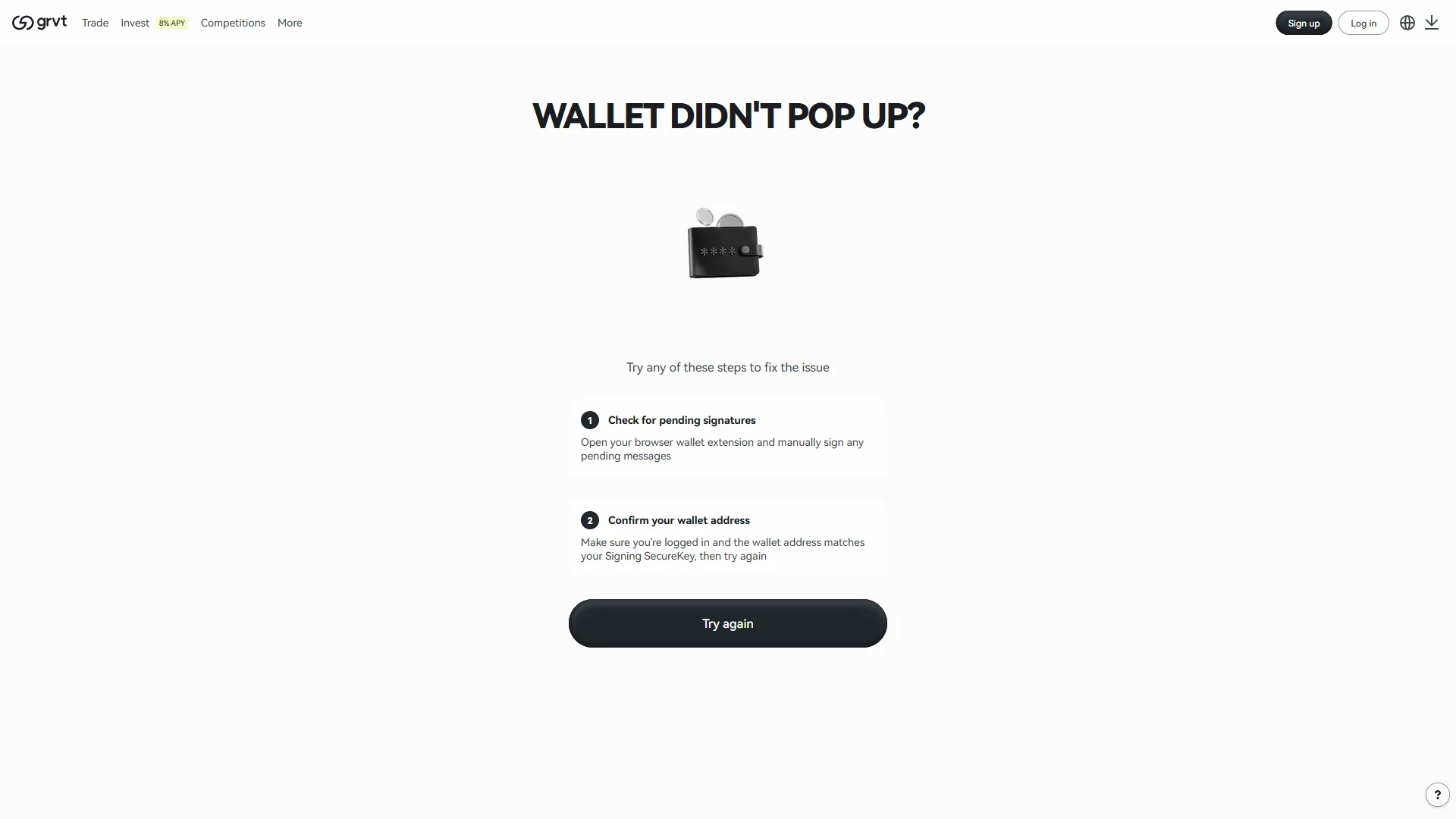 Wallet popup troubleshooting