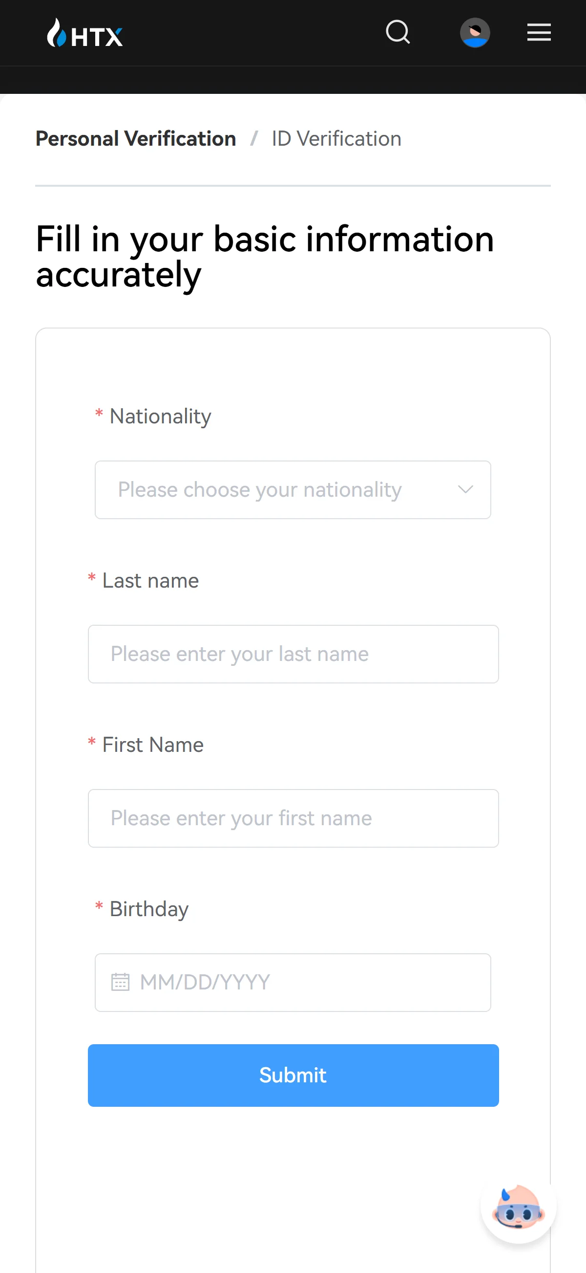 ID information form