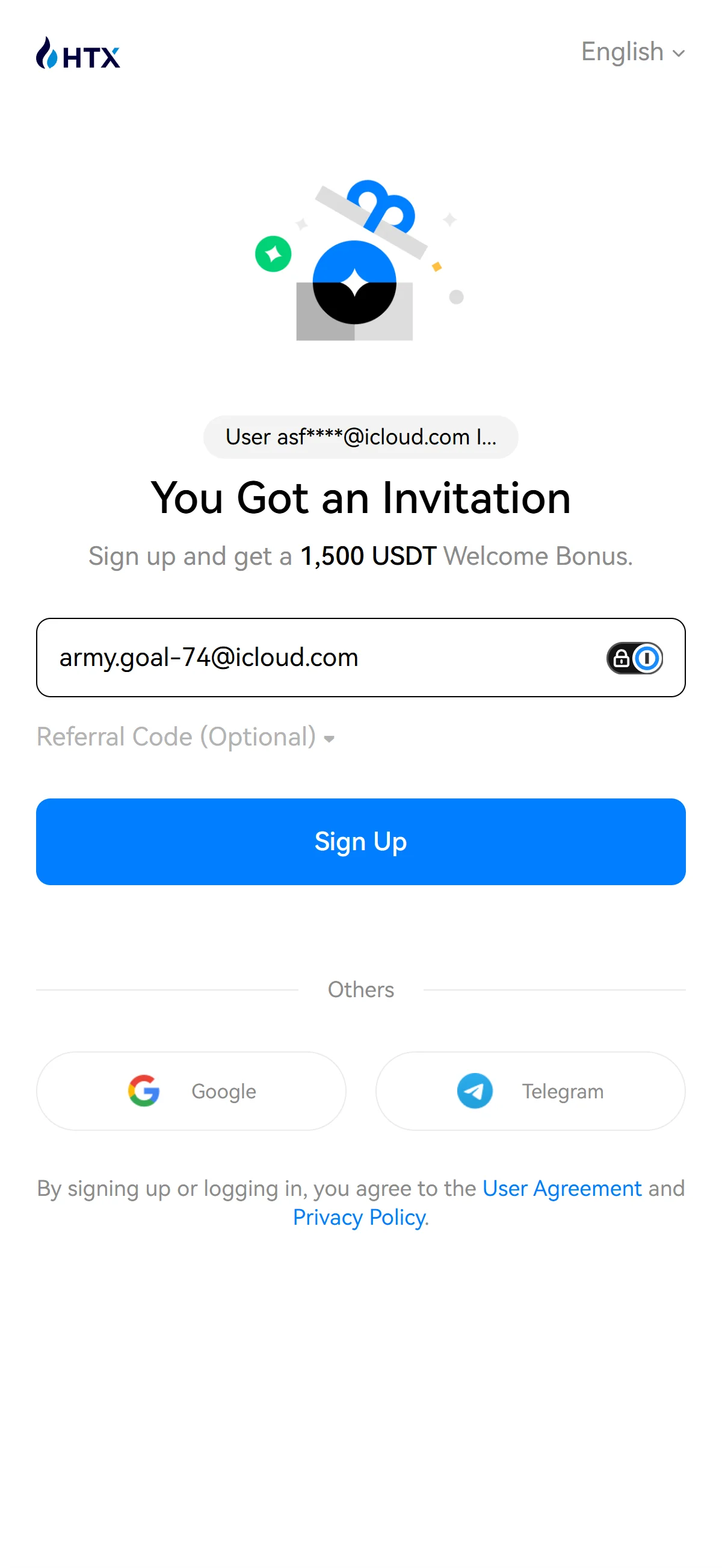Email address entered