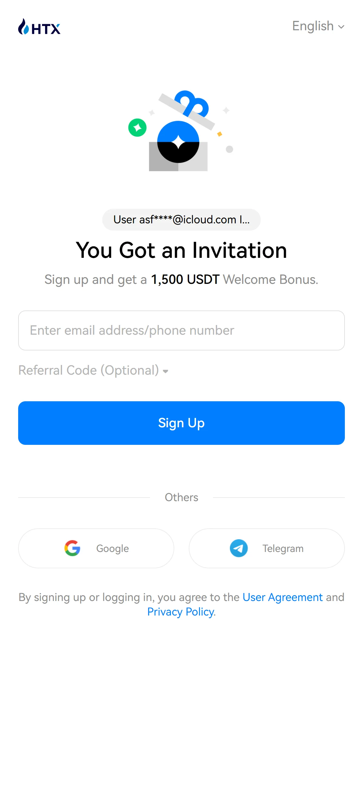 Empty sign-up form