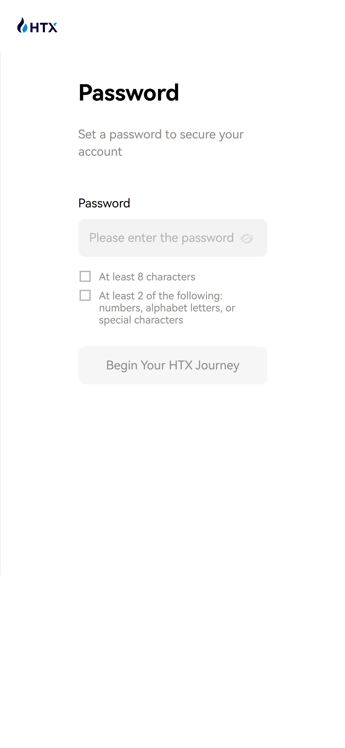 Password field, empty