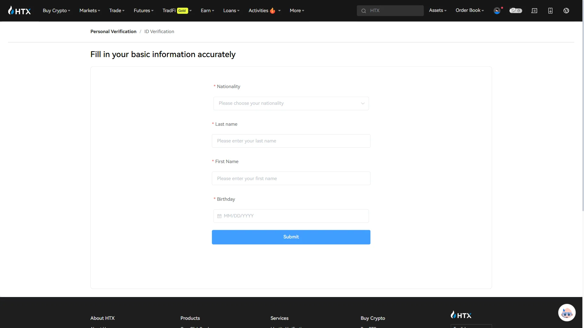 ID information form