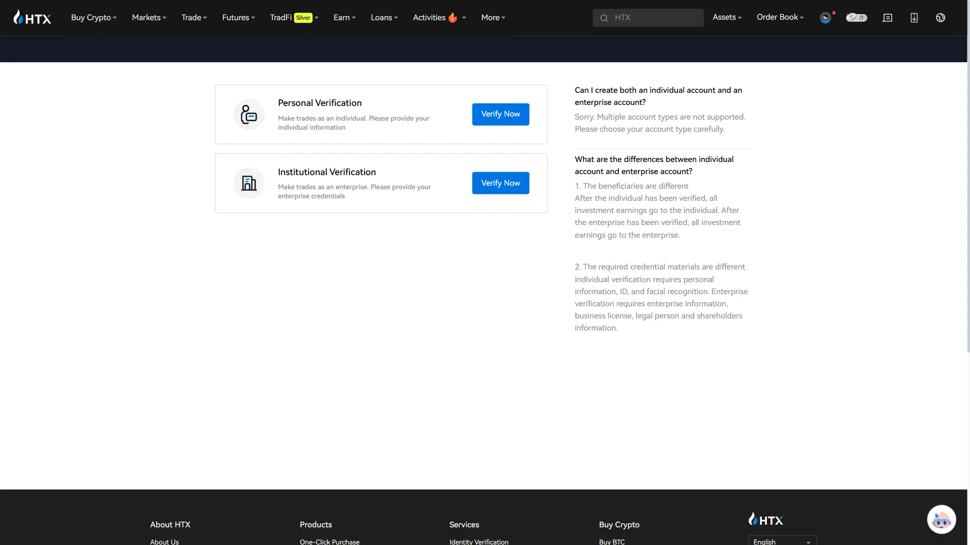 Choose account type