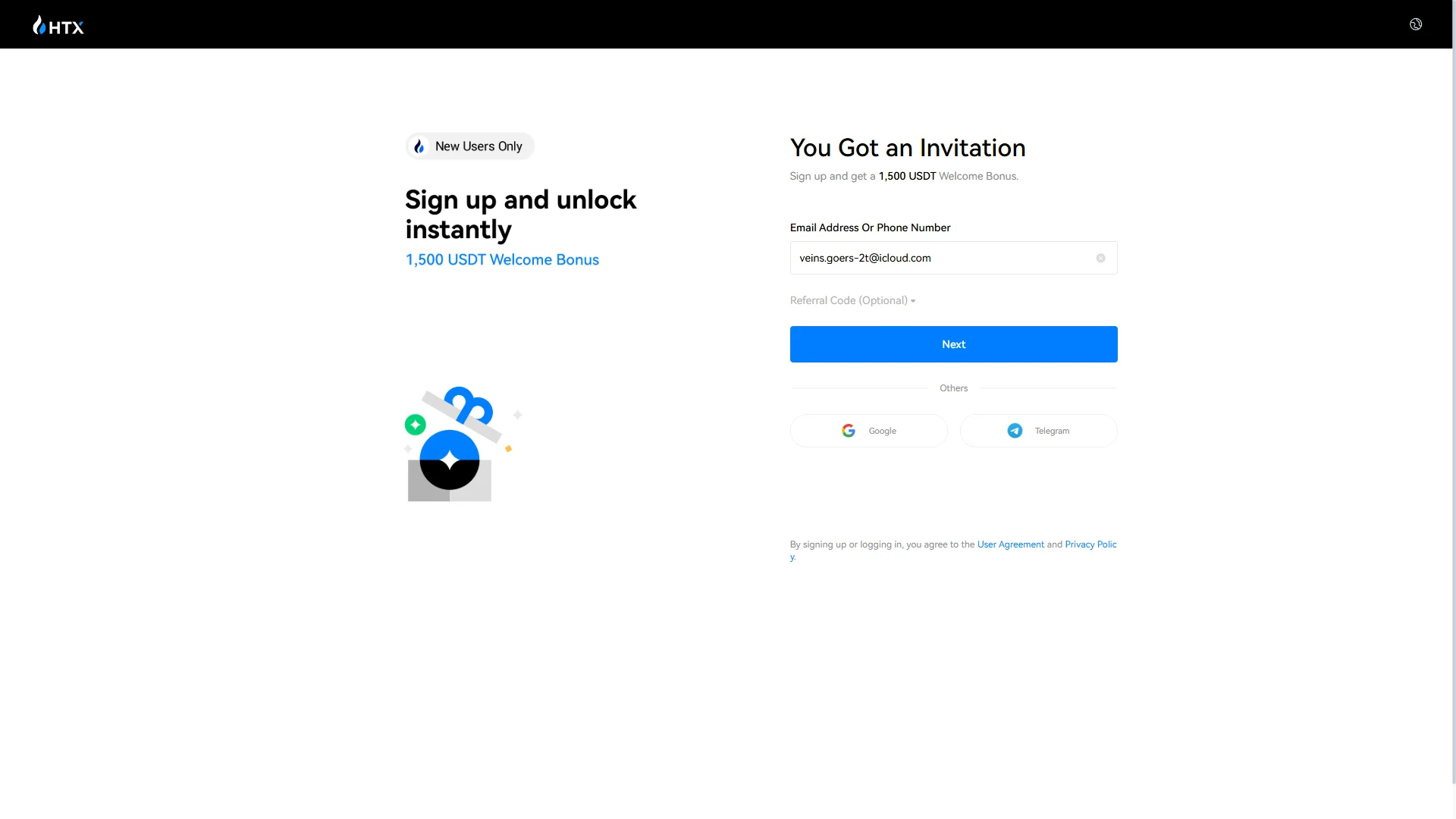 Email address entered