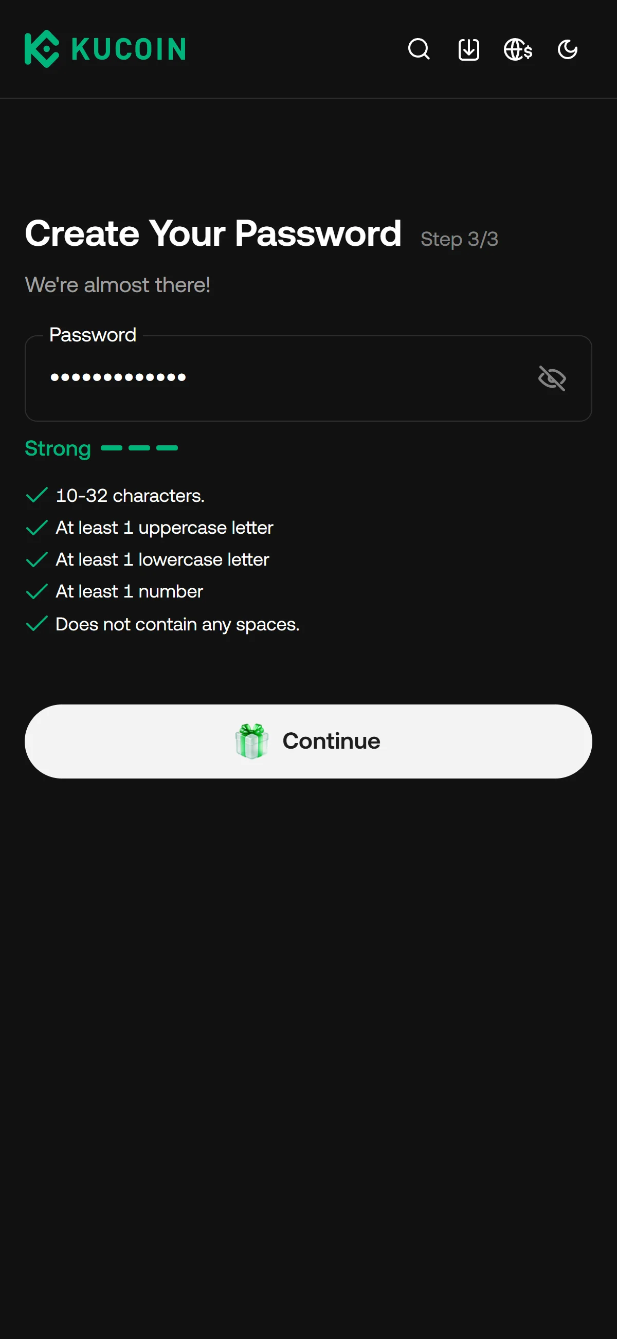 Password set, all checks passed