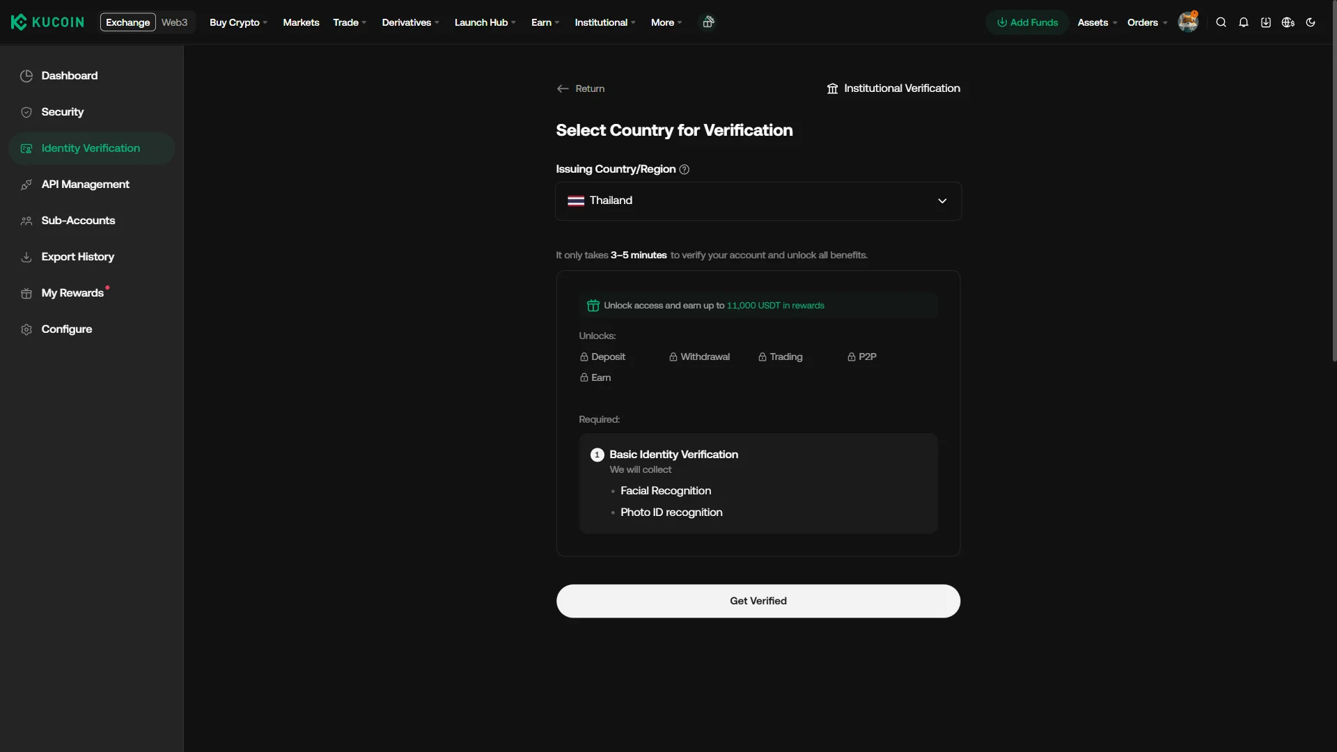 Select country for verification