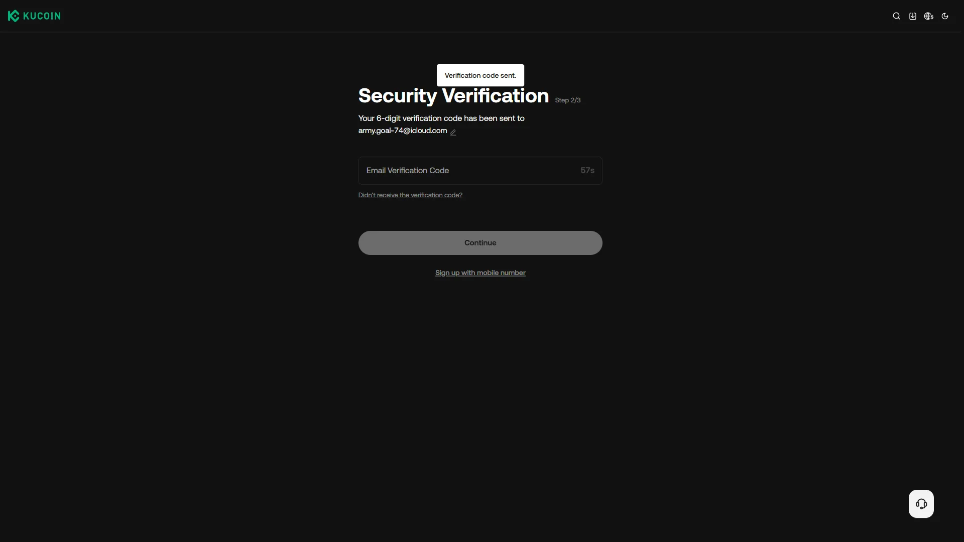 Security verification, step 2 of 3