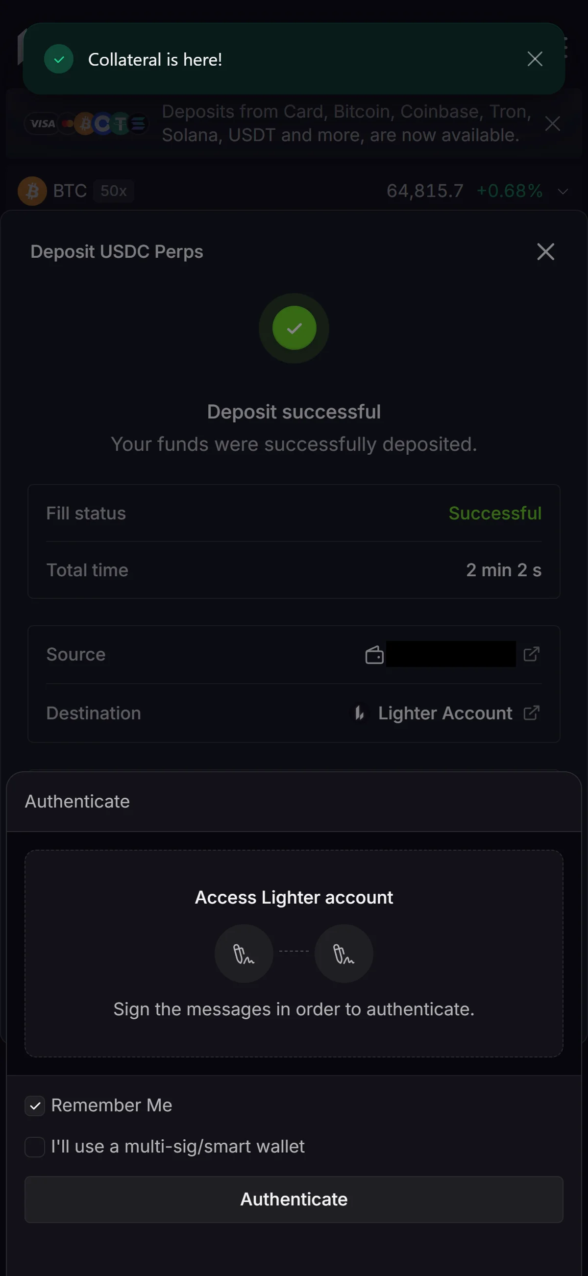 The authentication prompt