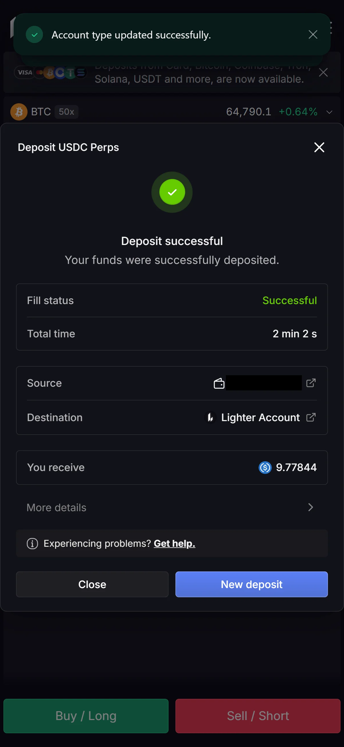 Deposit complete