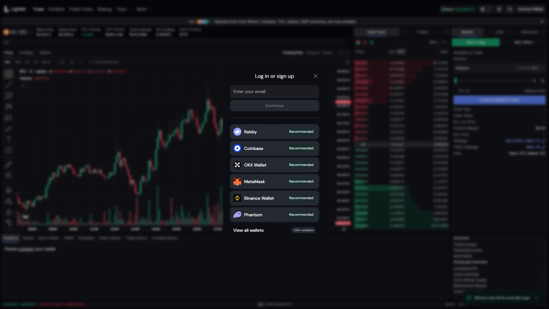 Wallet list in the login window