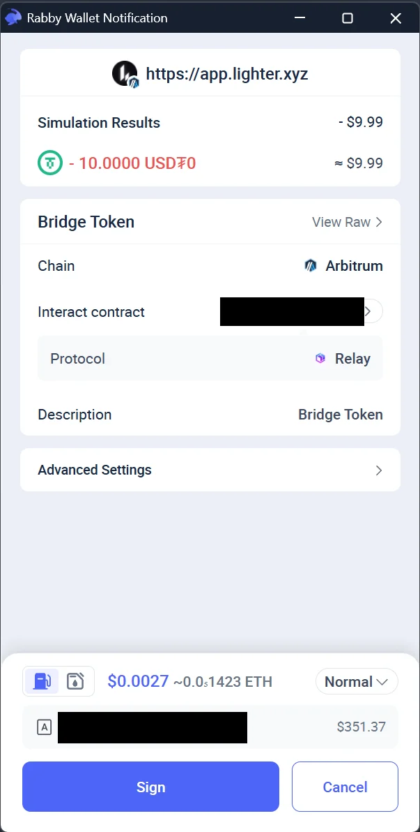 Rabby's bridge request