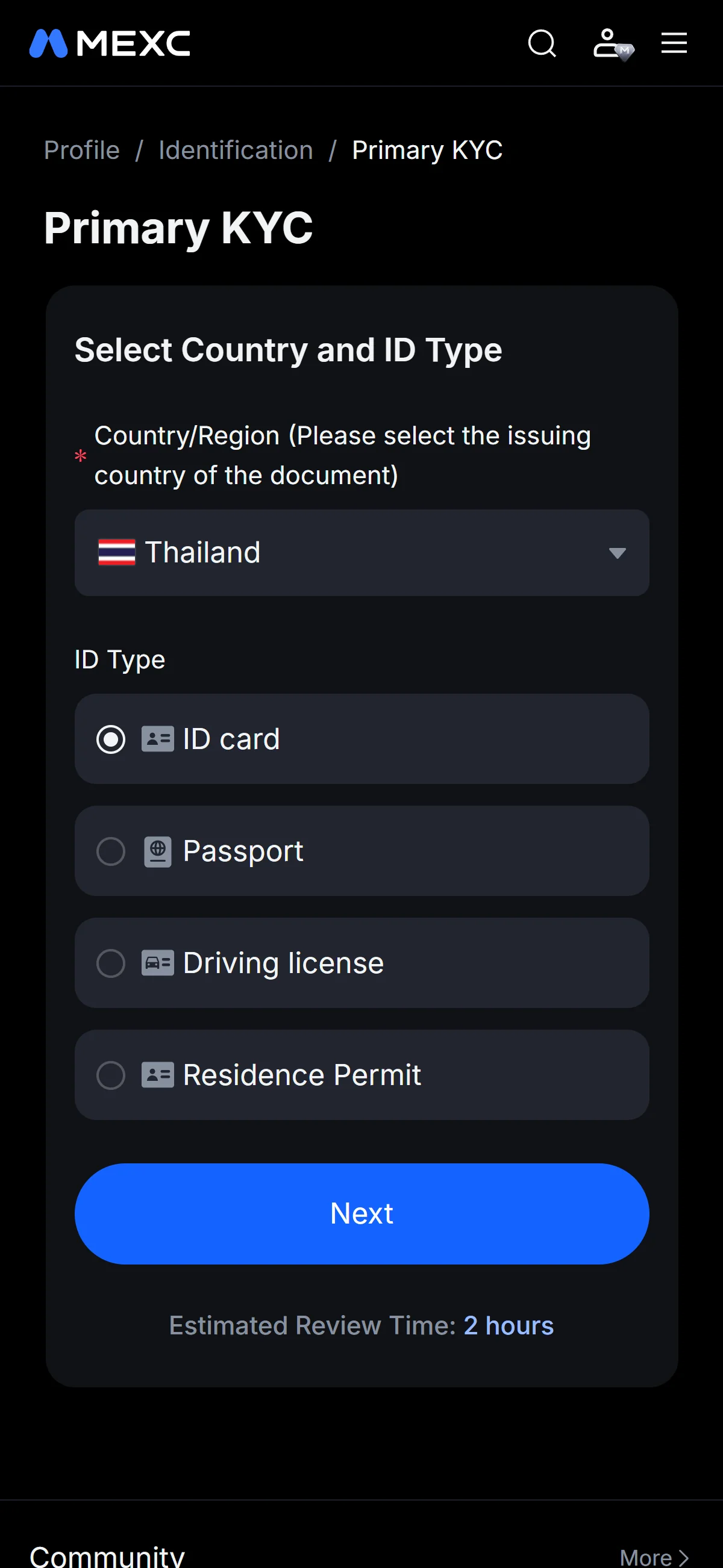 Country and ID type