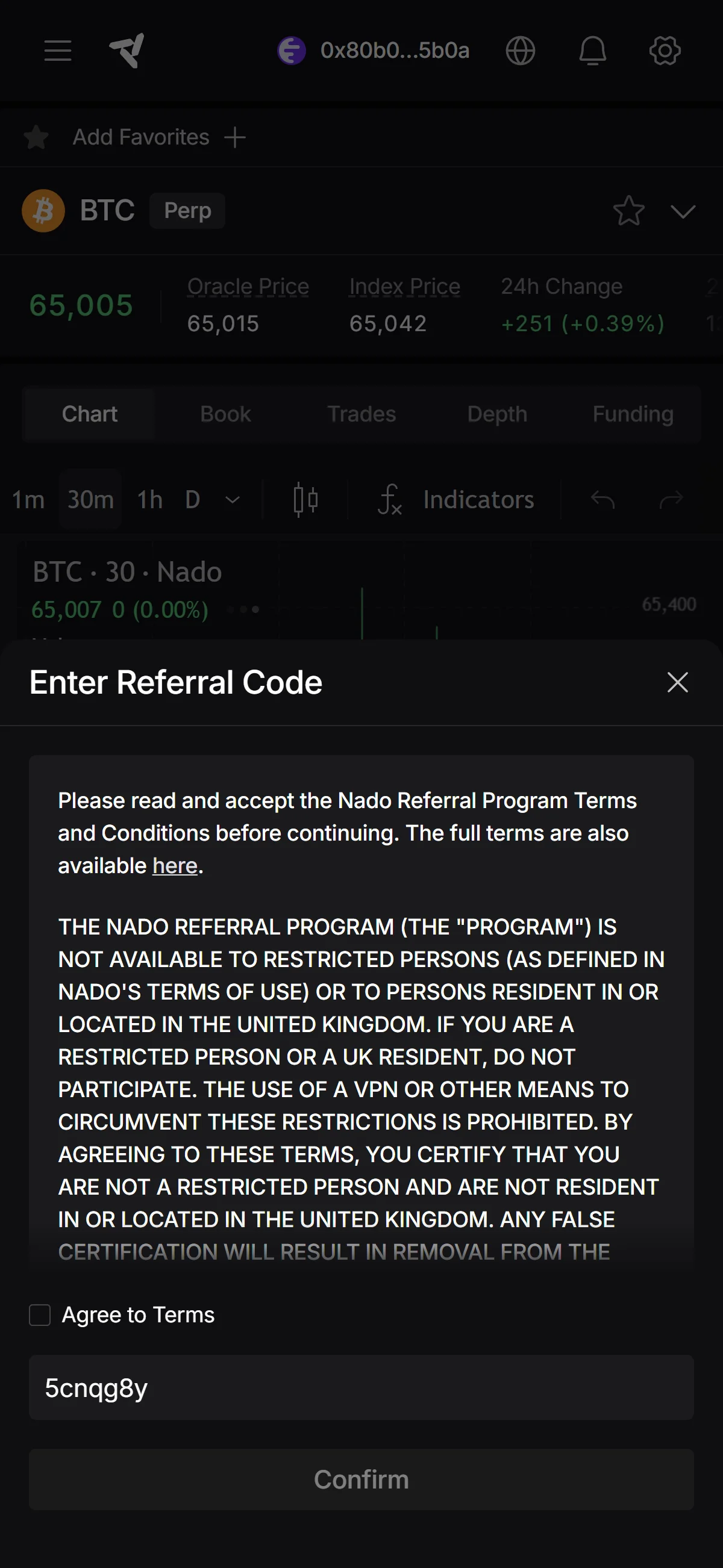Referral code, unconfirmed