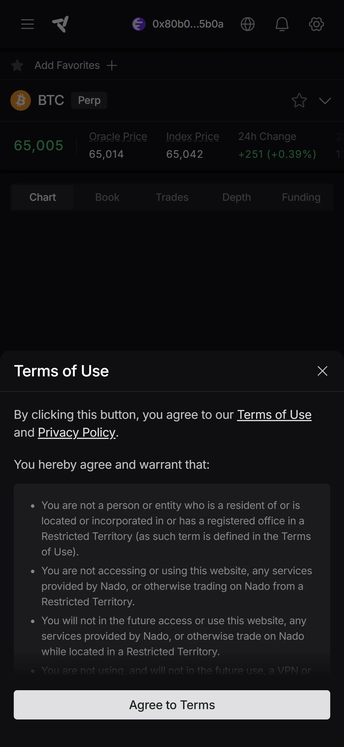 Terms of Use sheet