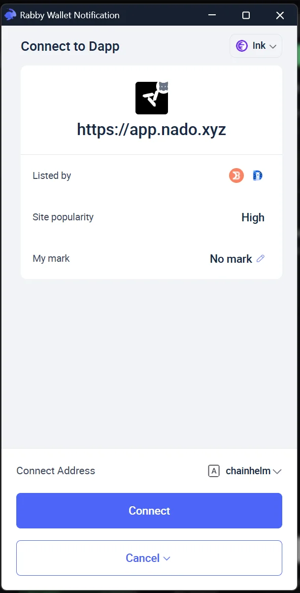 Wallet connection prompt